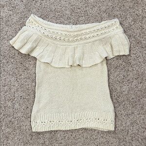 Anthropologie Elegant Off-Shoulder Cream Sweater